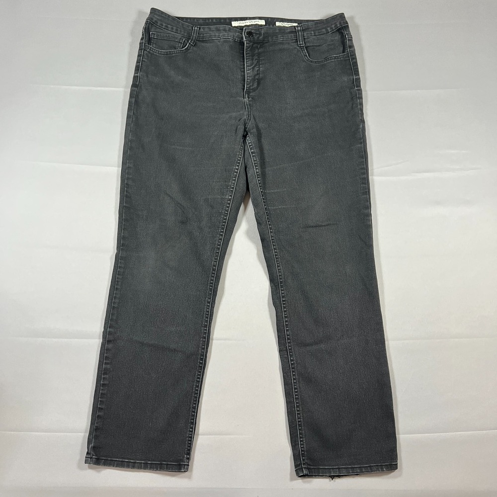 Jones New York Sutton Straight Jeans Womens 18W Black Denim Cotton High Rise